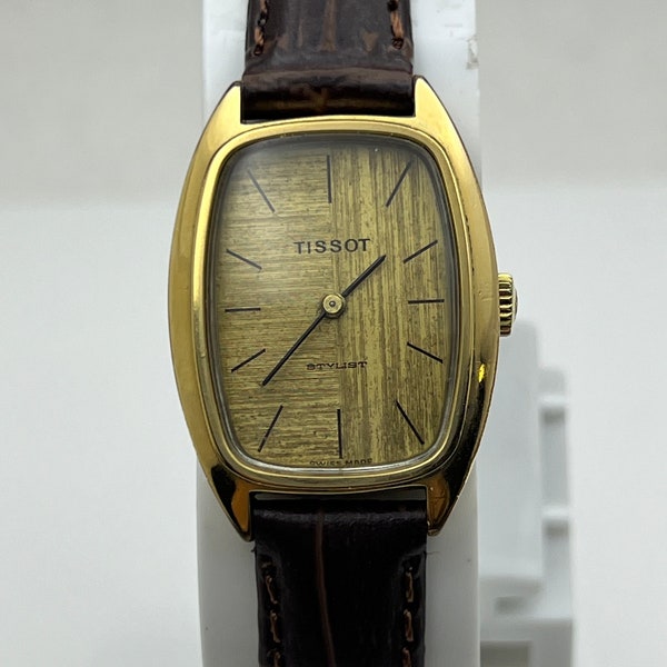 1970s Tissot Tiger Eye Dial Wristwatch Hand Winding Gold Filled Case Swiss Made Ladies wristwatch