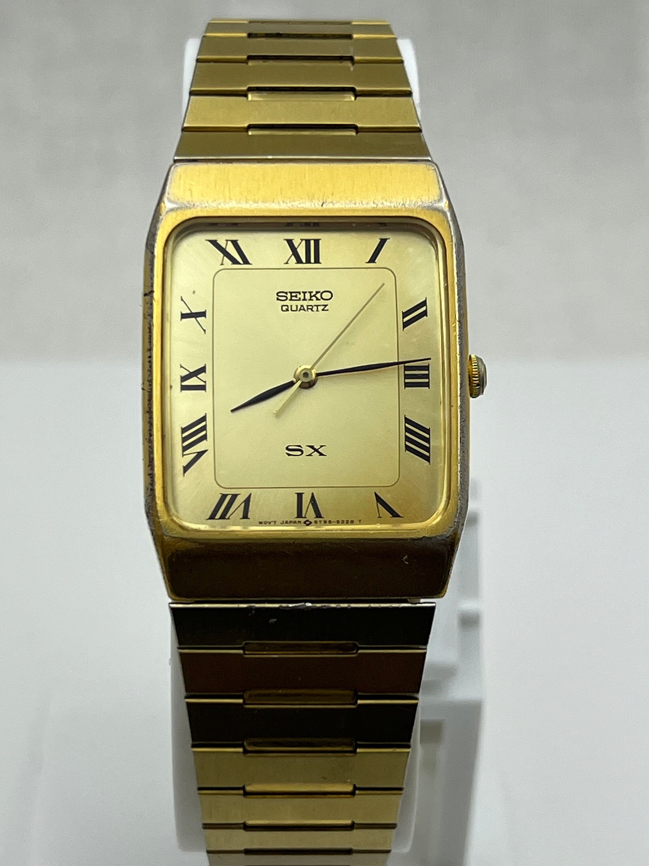 Gold Watch Reloj Seiko Quartz Sx Seiko SX Rectangle 5Y95-5000 Gold