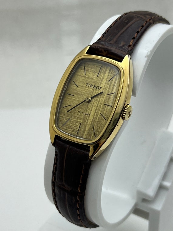 1970s Tissot Tiger Eye Dial Wristwatch Hand Windi… - image 2