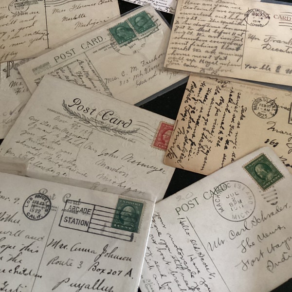 1900s antique postcards hand written postcard lot ephemera for journaling, scrapbooking, crafting