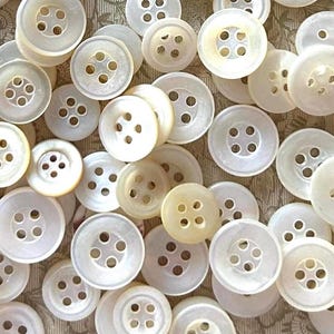 Antique/vintage ivory mother of pearl shirt buttons/ 4 hole sew thru button lot art crafting