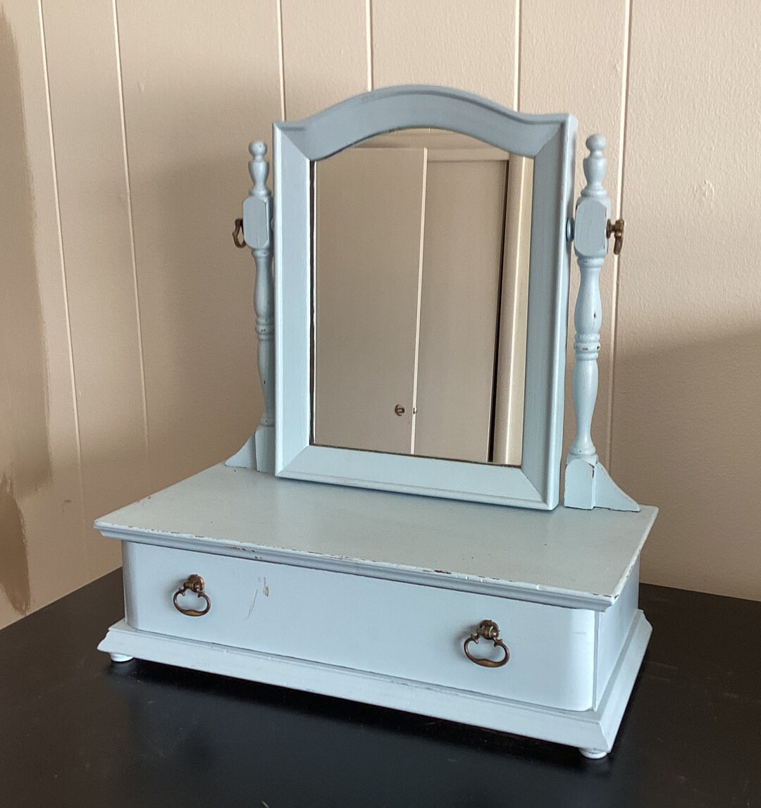 Vintage Painted Wood Dresser Top Vanity / Swivel Mirror / Drawer Etsy