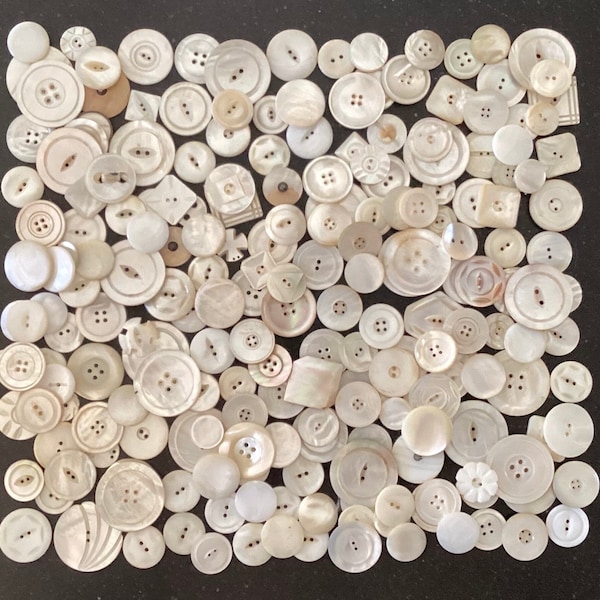 Vintage large fancy mother of pearl buttons lot / novelty buttons junk journal, scrapbooking, slow stitch, button art 1” - 1 1/2”