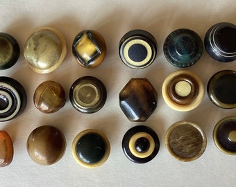Vintage earthtone, celluloid collector button collection