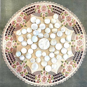 Antique/ Vintage Collection of mother of Pearl buttons / Button flat lay