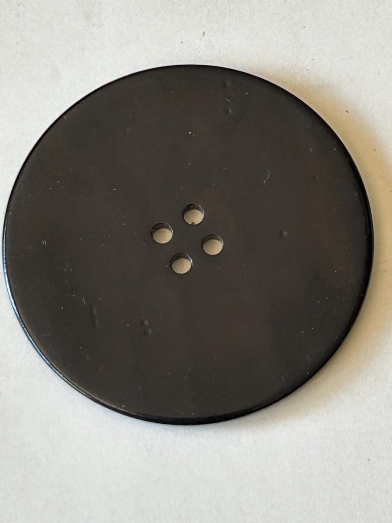 Large Vintage Flat Black Button - Etsy