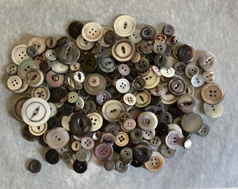 antique mother of pearl Smoky Pearl button lot crafting junk journal, scrapbooking, sewing mop shell