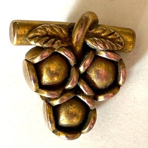Vintage realistic, gold metal grape cluster fruit button