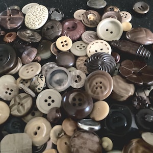 Vintage tan / brown button lot crafting / junk journal / scrapbooking / supplies