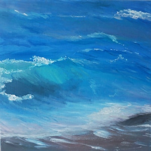 Seascape Painting Original, Blue Ocean Oil Painting, Marine Oil Painting, Romantic Oil, Beach Artwork, Birthday Thanksgiving Christmas Gift