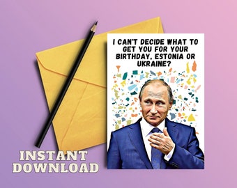 Vladimir Putin Inspired PRINTABLE Birthday Card | Vladimir Putin funny card | President Putin fan gift