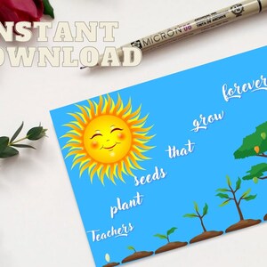 Teacher Appreciation PRINTABLE, Teacher Appreciation Week, Teacher Thank You Card, Digital Download, Teacher Appreciation Printable Card