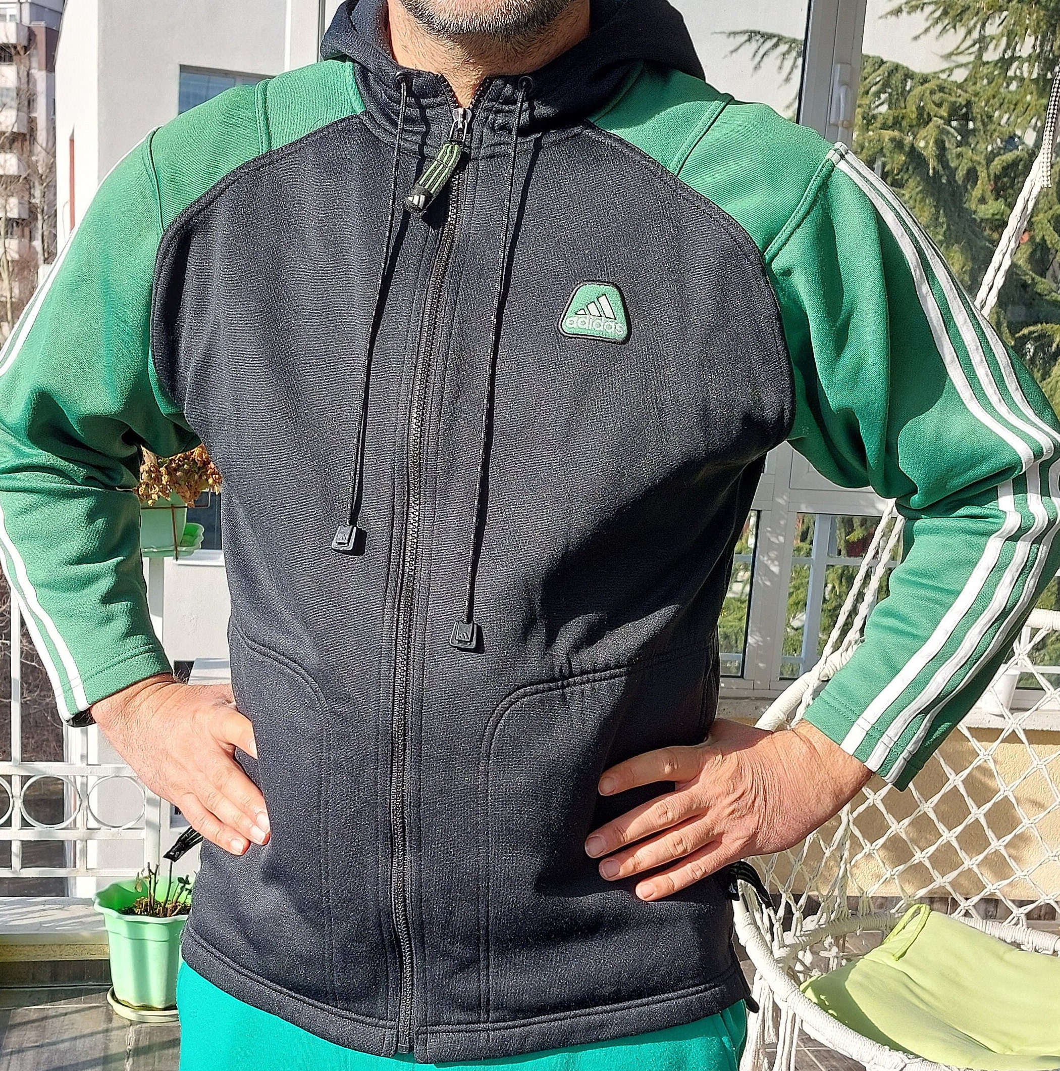 Vintage 90s ADIDAS Green Black Color Sweater Sweatshirt Vintage 90s ADIDAS Green Black Color Sweater Sweatshirt