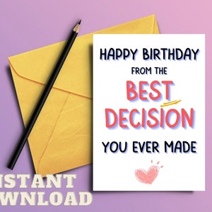 Funny greeting digital card - Funny Birthday PRINTABLE Card For Boyfriend, Girlfriend, Husband, Wife