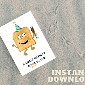 Happy Birthday Card - DIGITAL Download - Printable Card -Bday Printable Card - Instant Download Card, A Toast To Your Birthday!