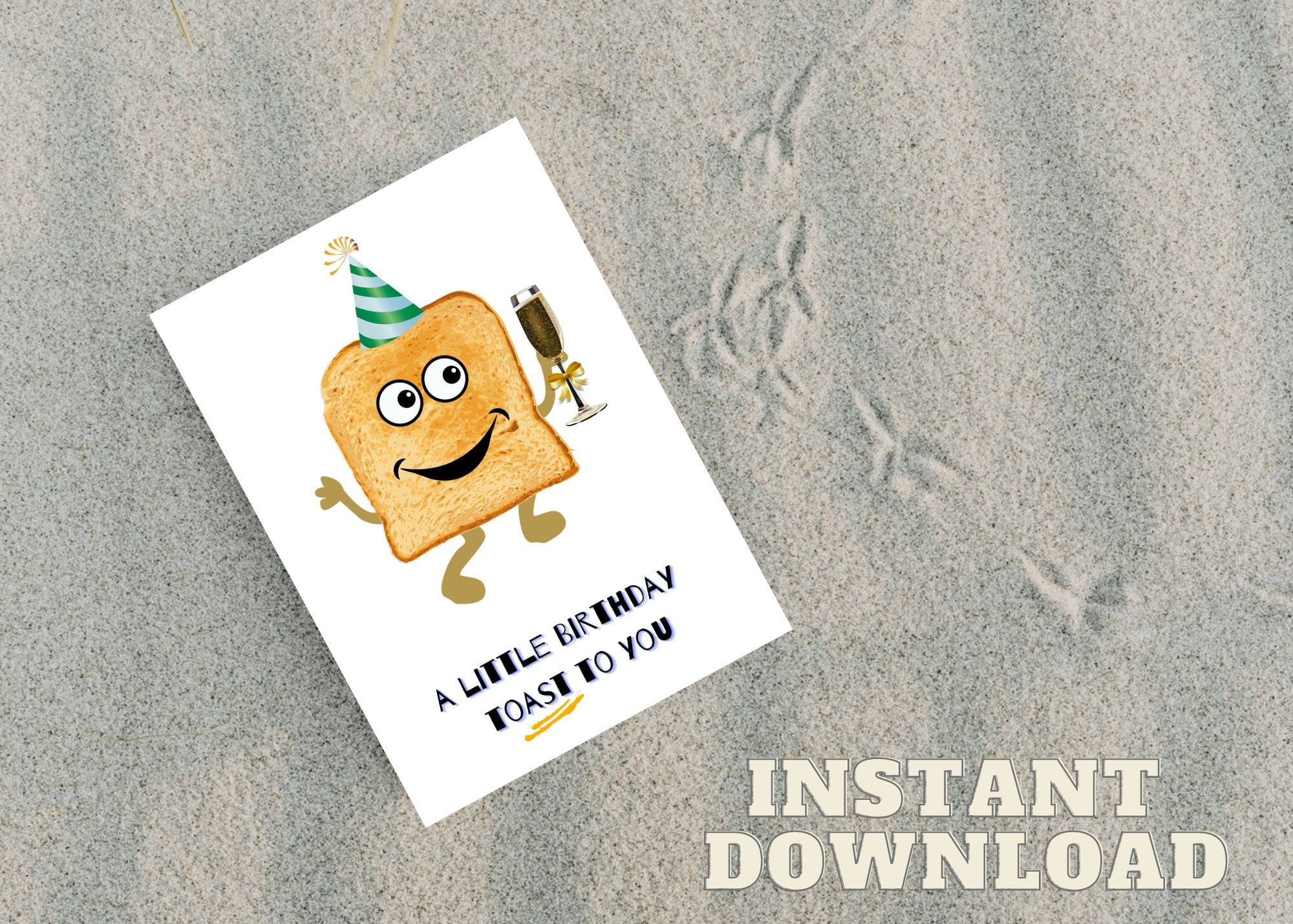 Happy Birthday Card - DIGITAL Download - Printable Card -Bday Printable Card - Instant Download Card, A Toast To Your Birthday!