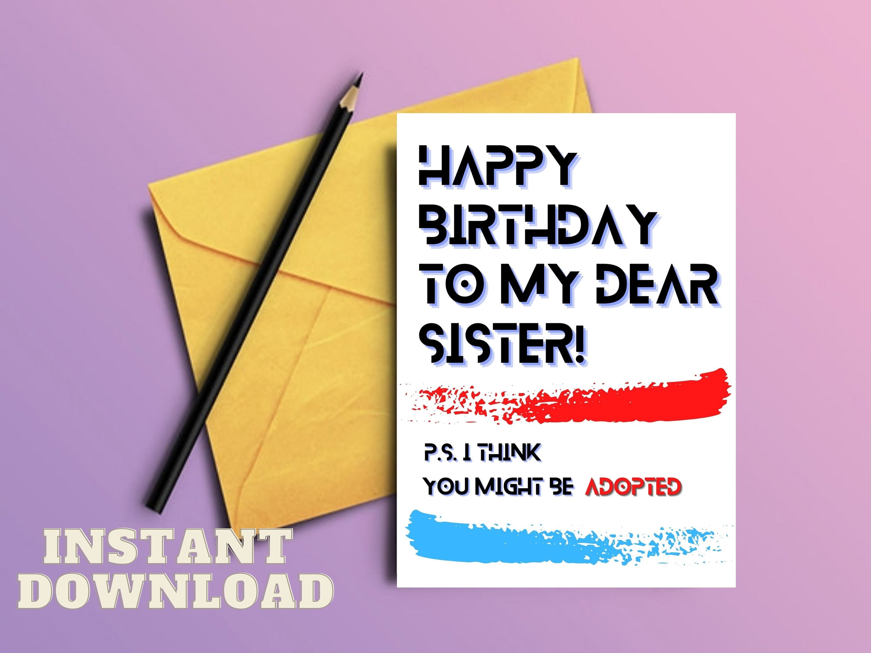 PRINTABLE Funny Sister Birthday Card Cheeky Sister Card Card for Sister ...