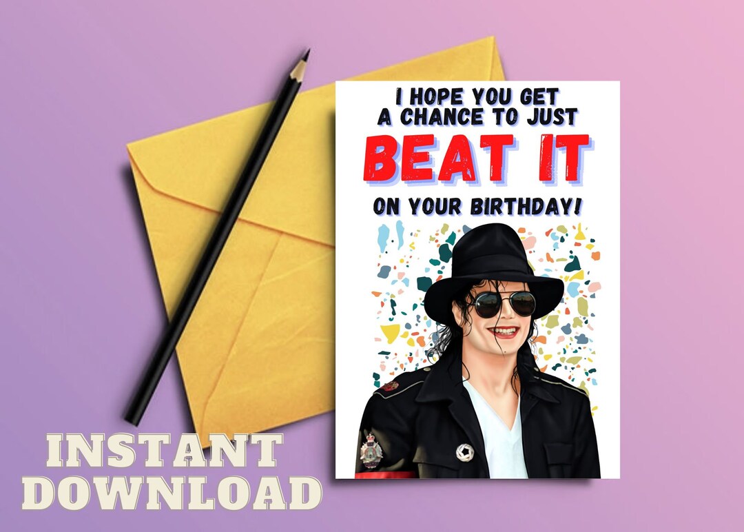 Michael Jackson PRINTABLE Birthday Card Michael Jackson - Etsy
