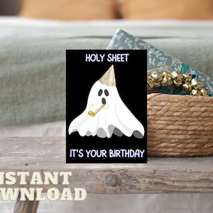 Spooky Halloween Birthday Ghost Paranormal Funny PRINTABLE Card INSTANT DOWNLOAD