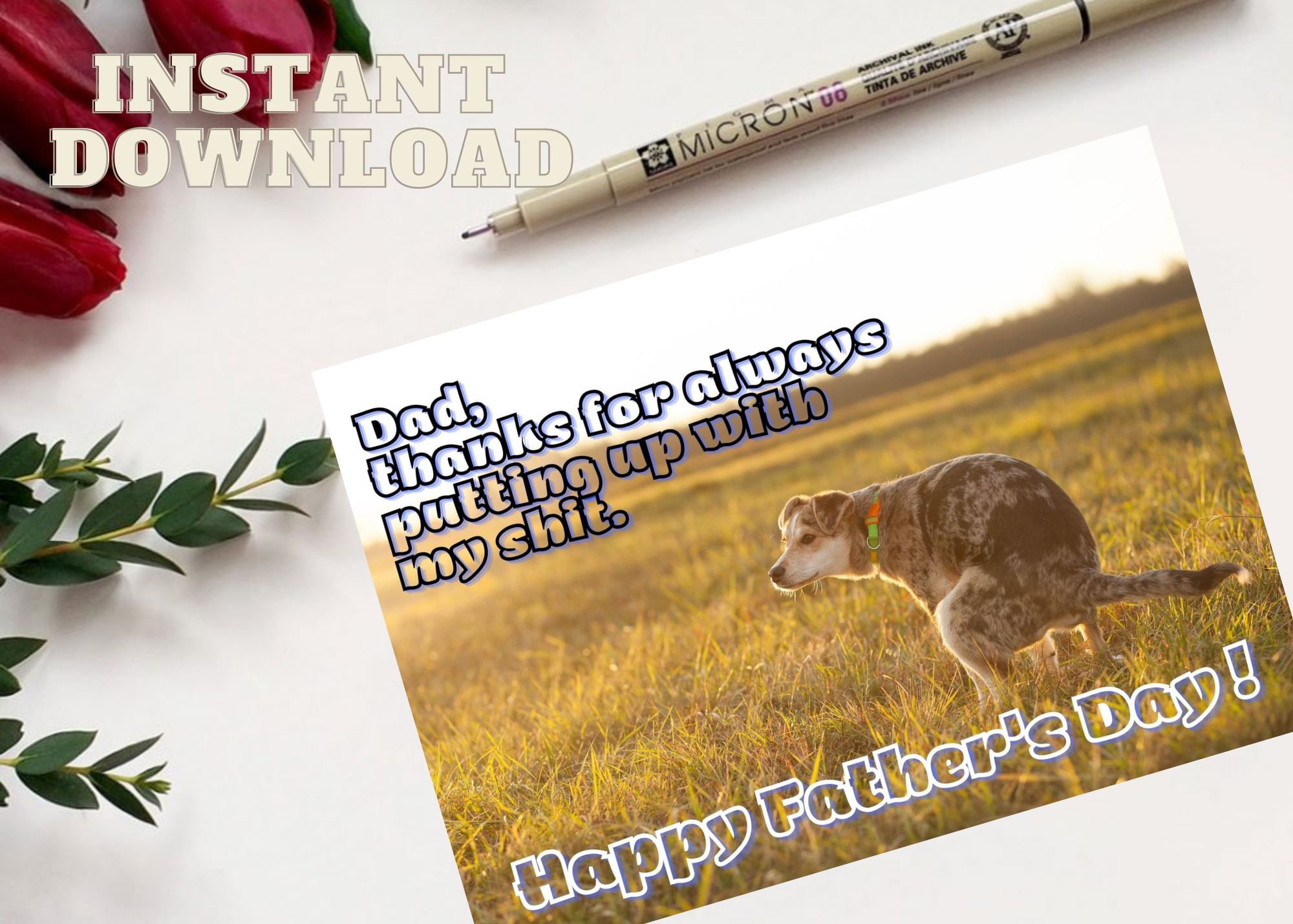 Happy Fathers Day From The Dog! A6 Card, Matte Extra