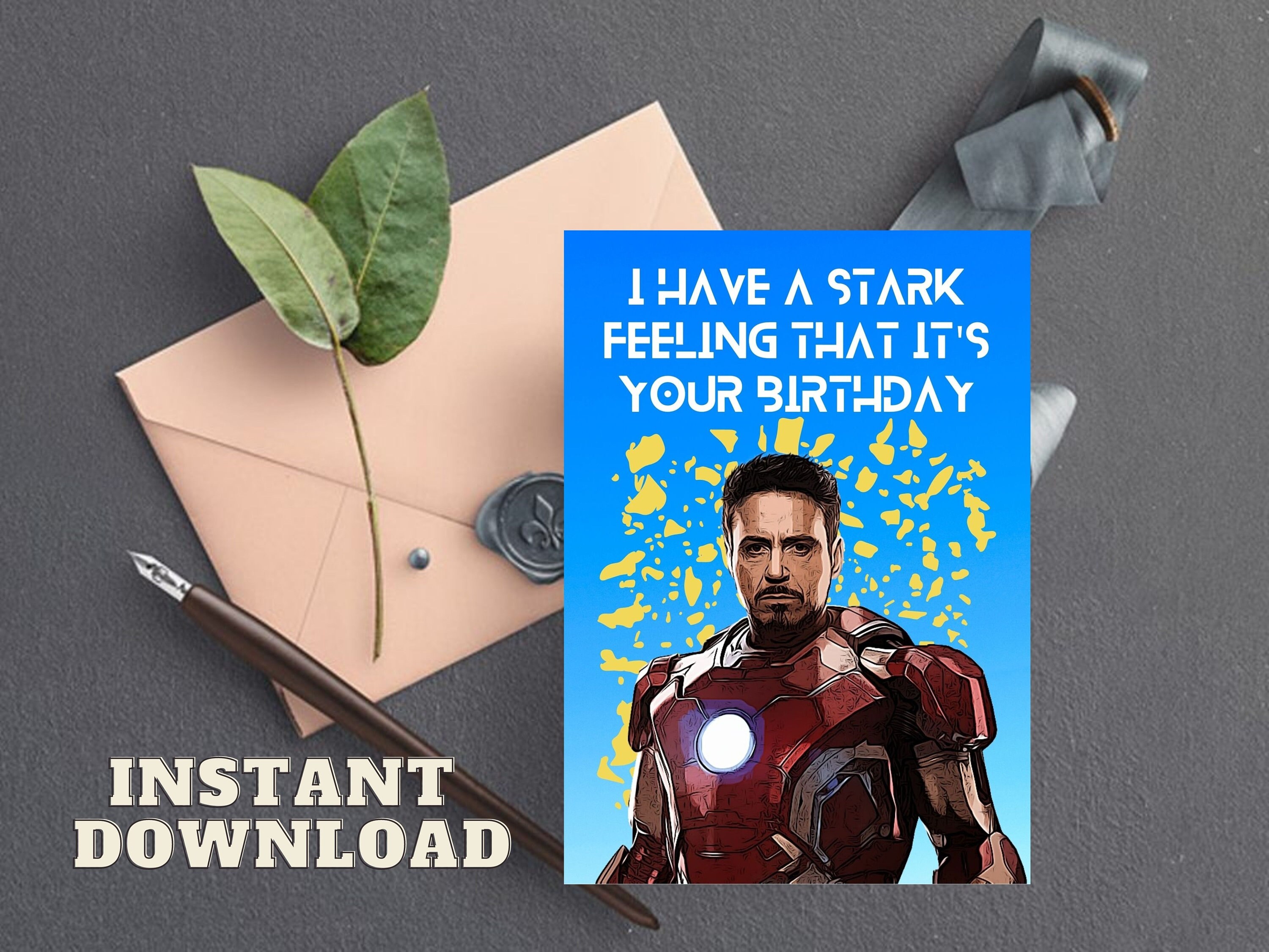 Iron Man inspiriert Geburtstagskarte Tony Stark druckbare  Etsy