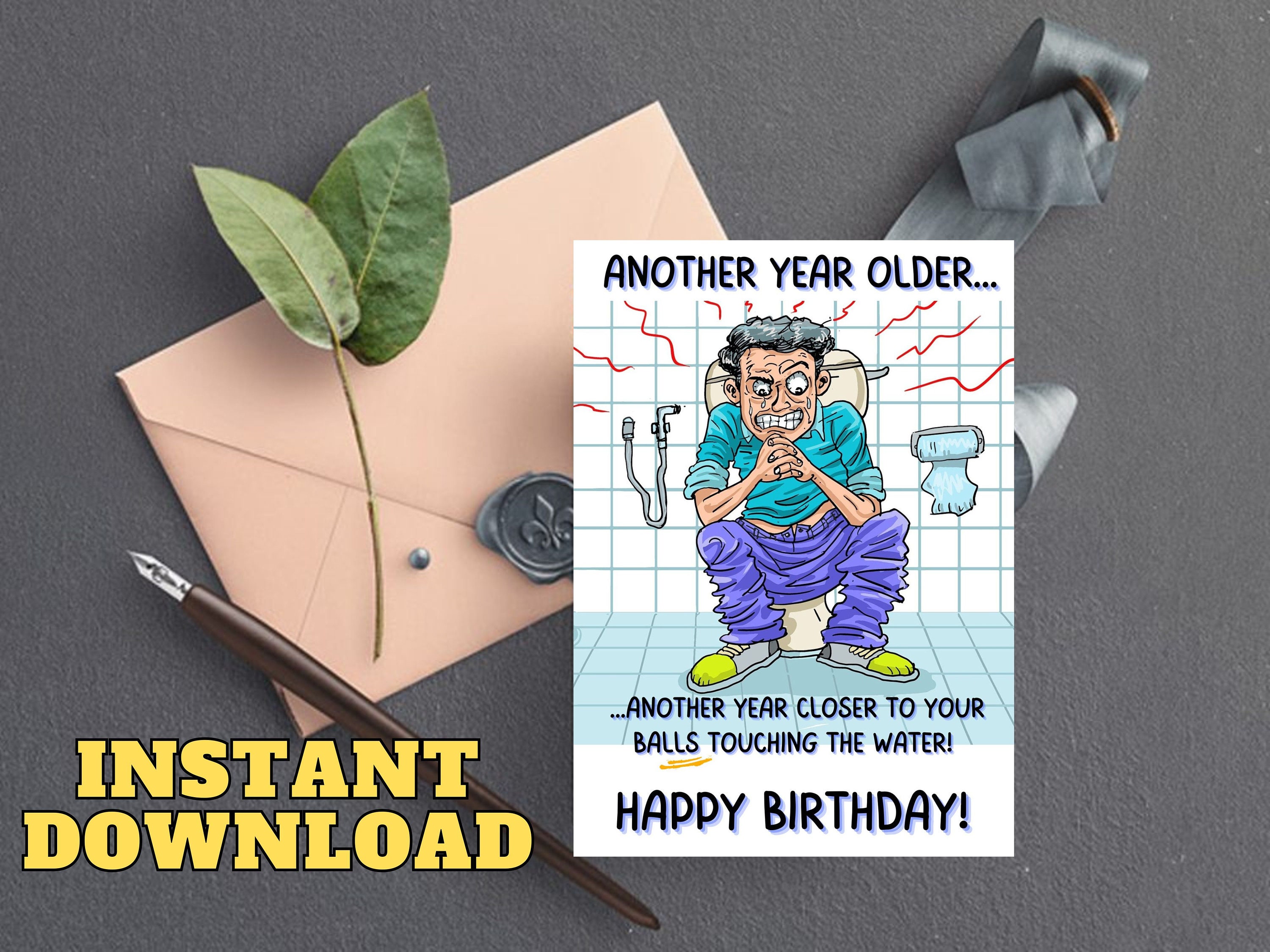 Funny Old Man Birthday Card | Rude Joke (instant Download) - Etsy