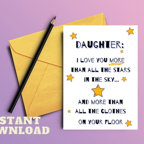 Card for Daughter,PRINTABLE,daughter card,birthday card,funny daughter card,humorous card,to our daughter,daughter birthday,INSTANT DOWNLOAD