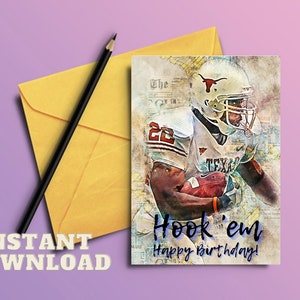 Hook 'em card PRINTABLE | Hook 'em Horns card | The eyes of texas | Austin fan gift | University of Texas  | INSTANT DOWNLOAD