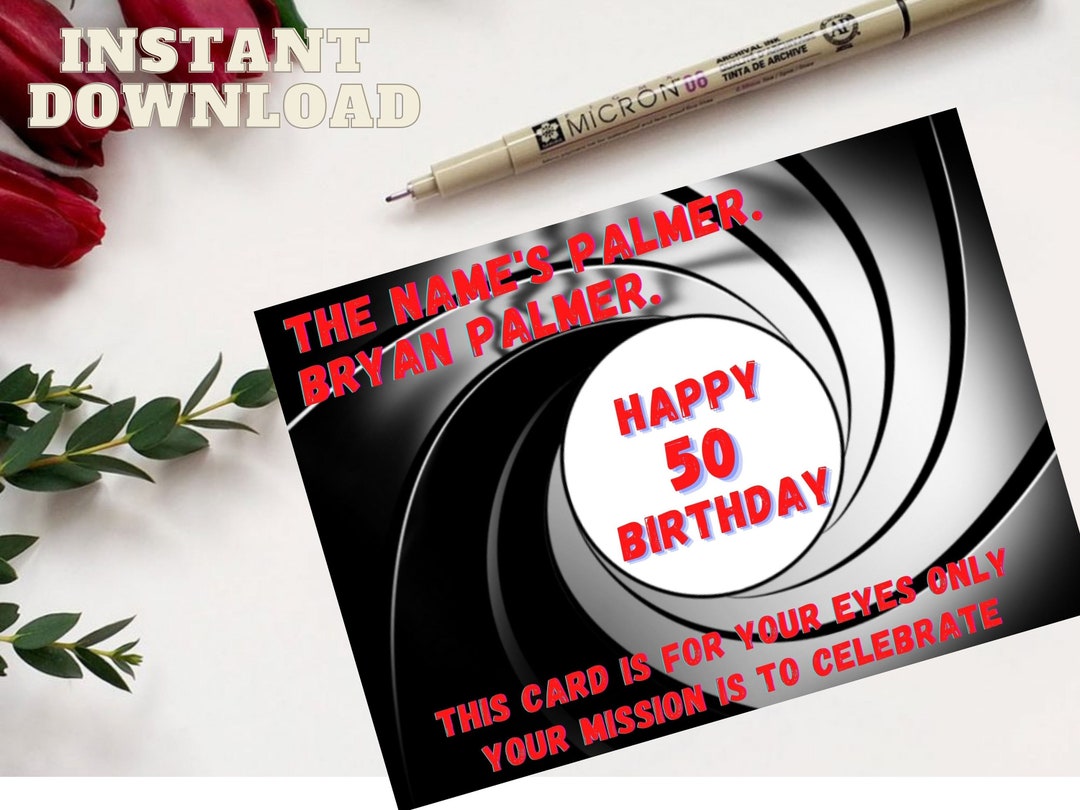 James Bond PRINTABLE PERSONALIZED Inspired Birthday Card 007 - Etsy