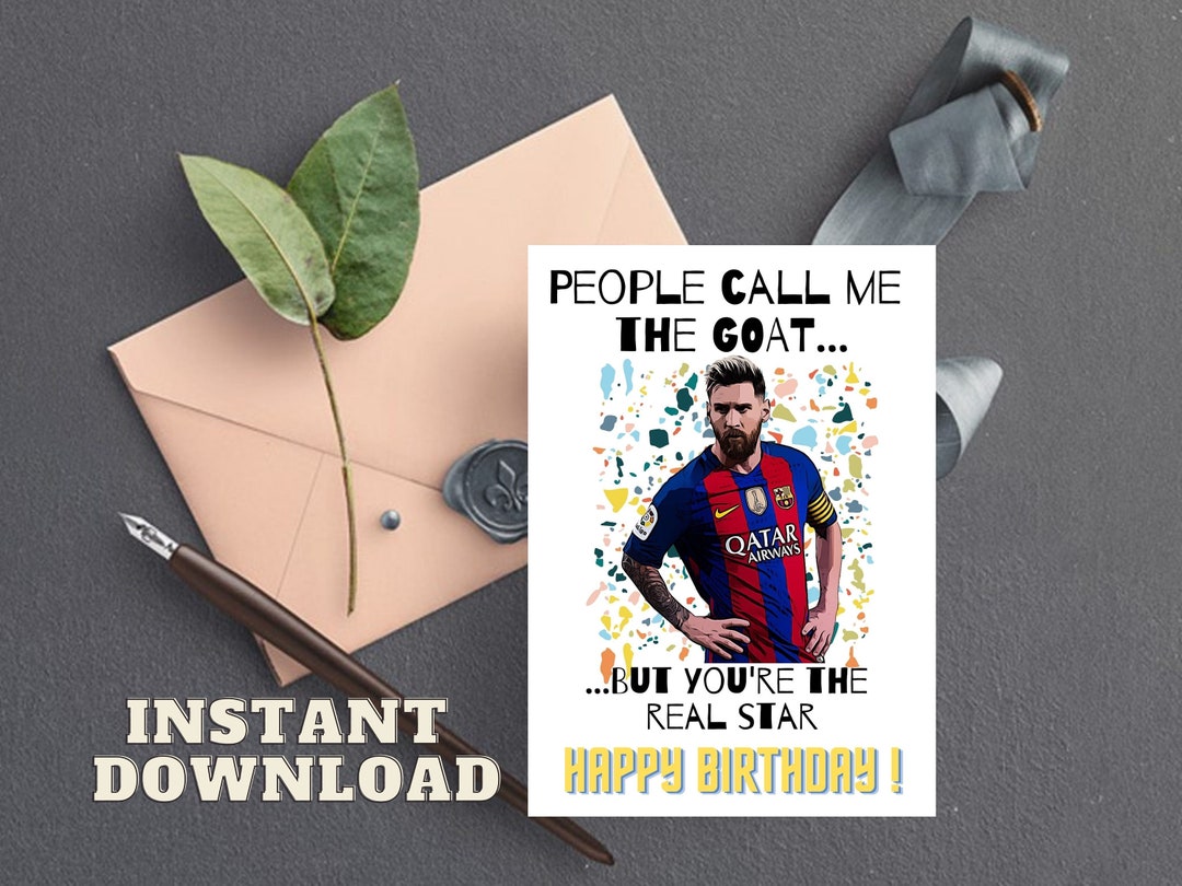 Messi Birthday Card Football Printable Card Leo Messi - Etsy