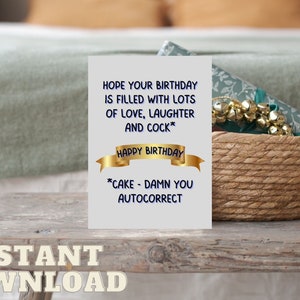 Funny Birthday PRINTABLE Card/ Rude Birthday Card/ Friend greeting card/ INSTANT DOWNLOAD