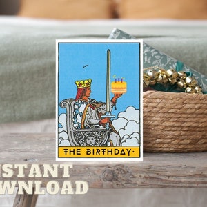 PRINTABLE birthday card, tarot themed, tarot card, witchy gift, magic themed gift, funny card, unique greeting card, unique gift