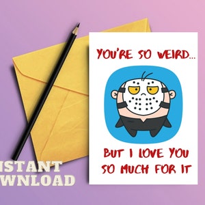 Jason Voorhees Inspired PRINTABLE card | Friday the 13th funny card | Horror movie fan gift