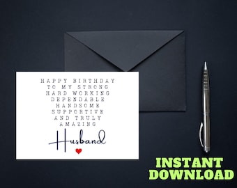 Geburtstagskarte für Ehemann/Seelenpartner, alles Gute zum Geburtstag, besonderes Geschenk für Ehemann Geburtstag, romantische Geburtstagskarte druckbare, digitale Akte