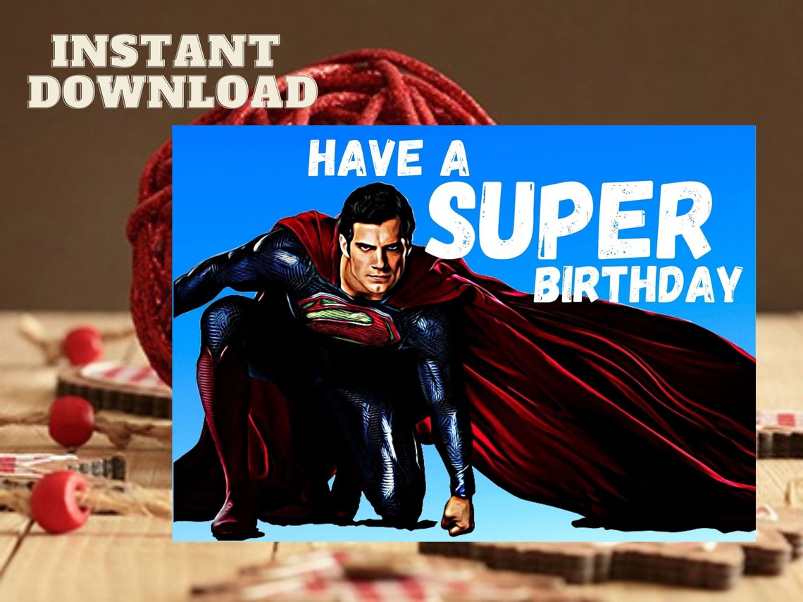 Superman Inspired Birthday Card Man of steel printable card Etsy