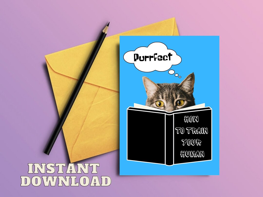Cat Birthday PRINTABLE Card, Funny Cat Birthday Print for Cat Owner