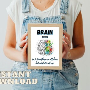 Funny Dictionary Definition PRINTABLE, Brain print art, Funny Word definition