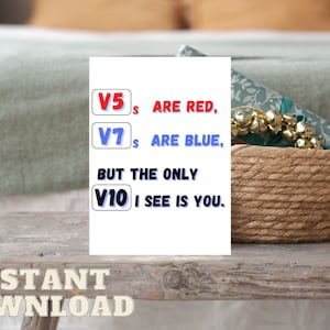 V10 Bouldering Card for Rock Climbers, Climbing Gift for Anniversary, Bday, Valentine&#39;s, INSTANT DOWNLOAD