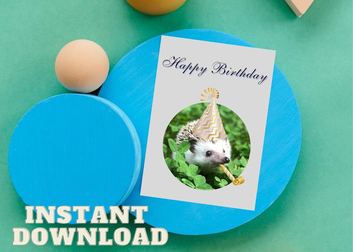 Hedgehog Birthday PRINTABLE Card Funny Animal Birthday Cards INSTANT ...