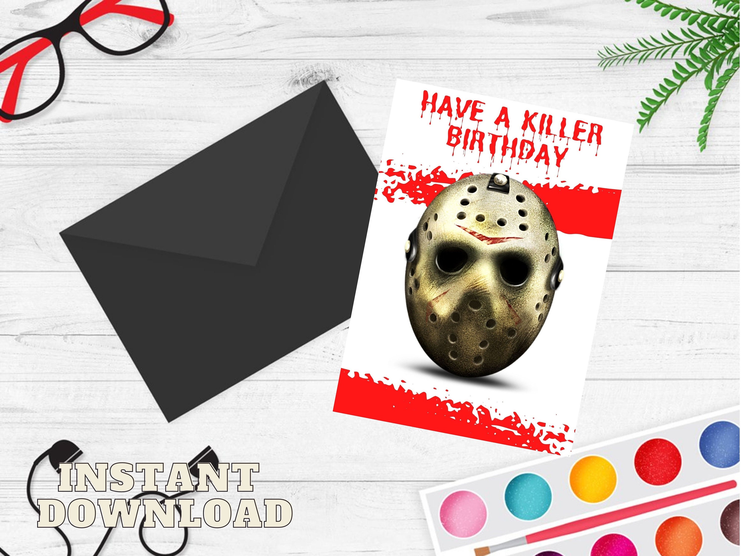 Jason Voorhees Inspired birthday card Friday the 13th funny Etsy