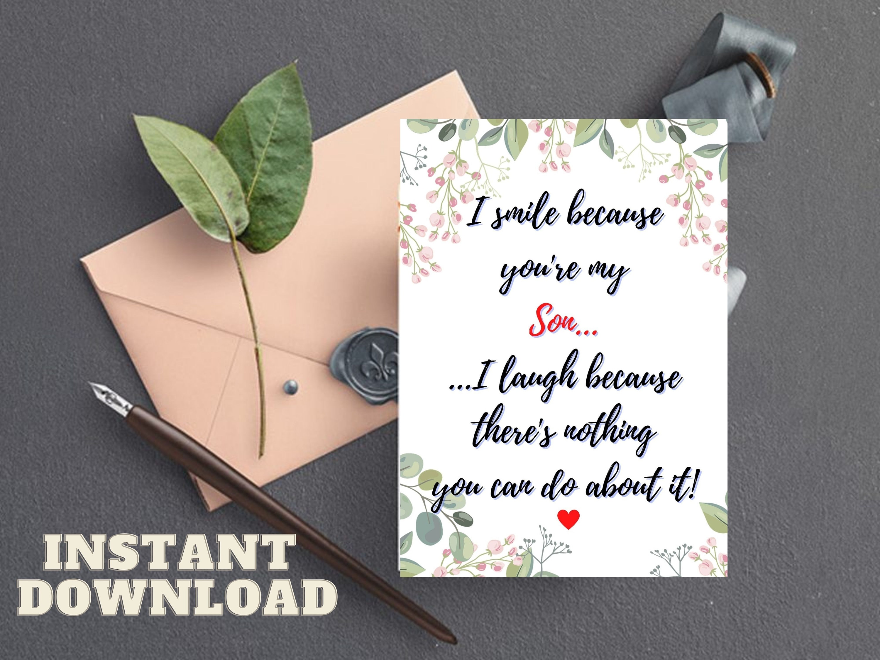 Son Birthday PRINTABLE Card, Card for Son, Son's Birthday Card ...