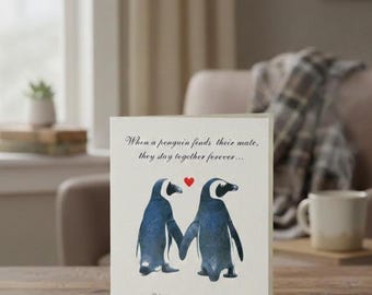 Penguin Birthday Card PRINTABLE - Girlfriend Birthday Card - Boyfriend Birthday Card - Birthday Card For Husband Or Wife