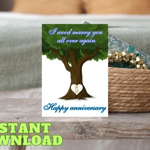5e verjaardagskaart voor echtgenoot - I Wood Marry You All Over Again - 5e verjaardagskaart voor hout - klassieke verjaardagskaart voor vrouw