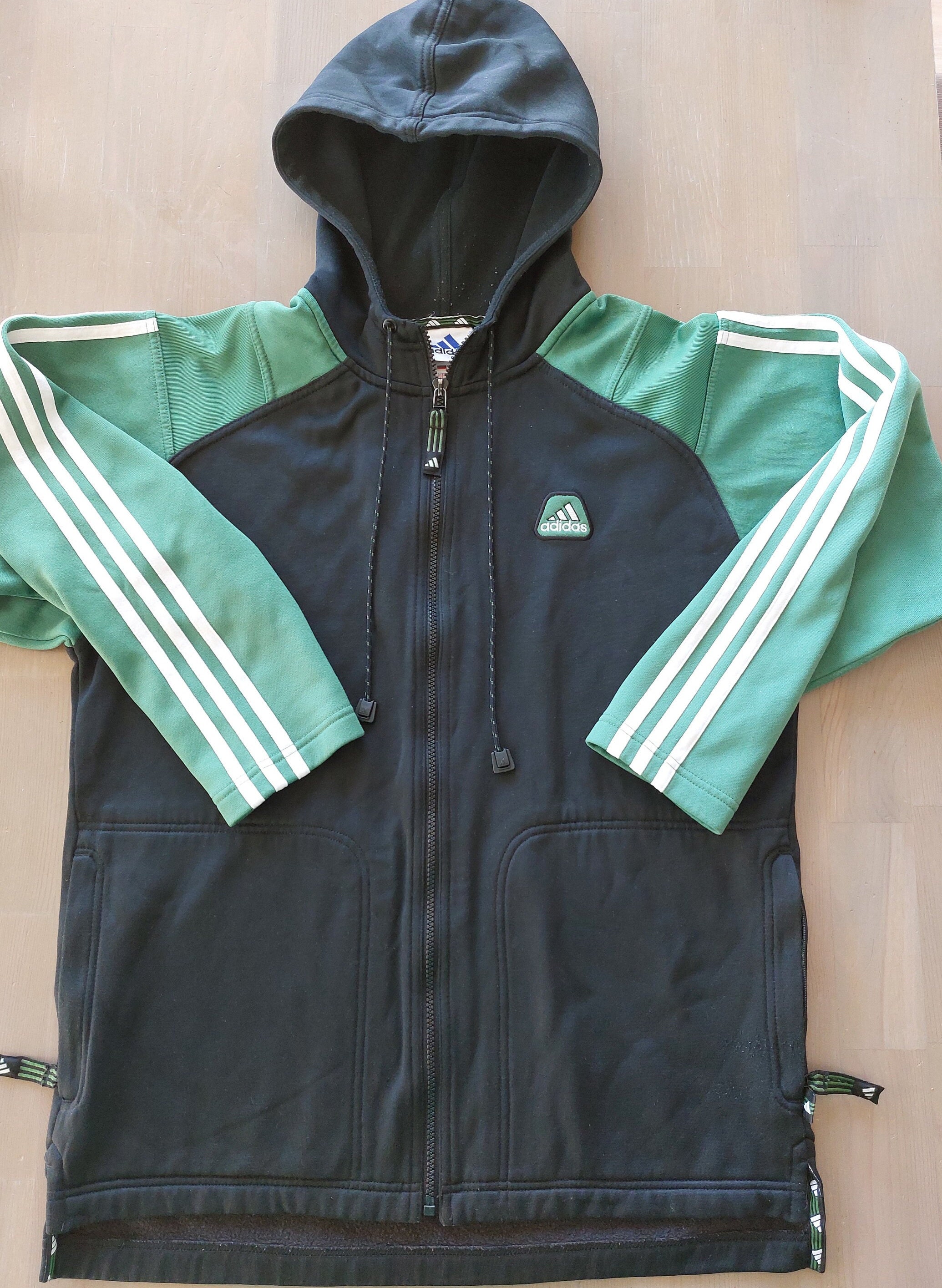Vintage 90s ADIDAS Green Black Color Sweater Sweatshirt
