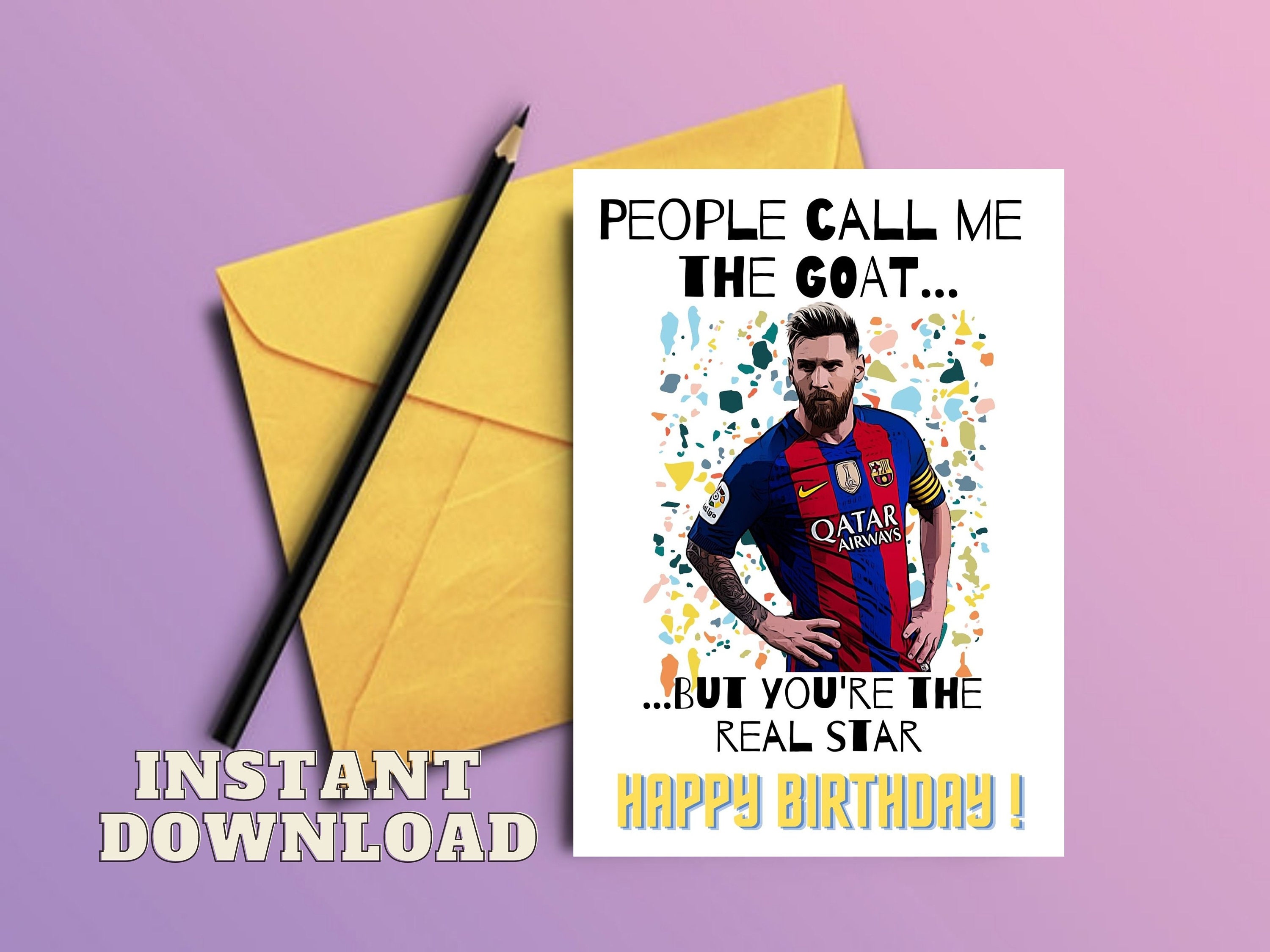 Messi Birthday Card Football Printable Card Leo Messi - Etsy