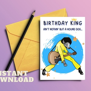 Tarjeta de cumpleaños de Elvis / Tarjeta de felicitación IMPRIMIBLE / tarjeta de cumpleaños divertida para él / regalo de Elvis / para ella / tarjeta de fan de Elvis /