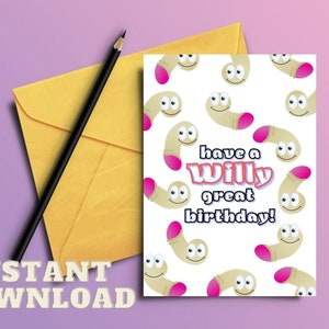 Biglietto di auguri di compleanno Willy / Biglietto di auguri di compleanno del pene / Biglietto di auguri di compleanno divertente / Biglietto di auguri di compleanno maleducato