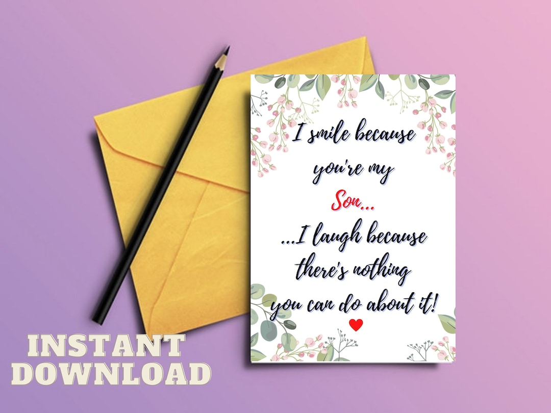 Son Birthday PRINTABLE Card, Card for Son, Son's Birthday Card ...