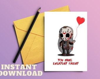 Jason Voorhees Valentines Card | Funny Horror Love (Digital Download)