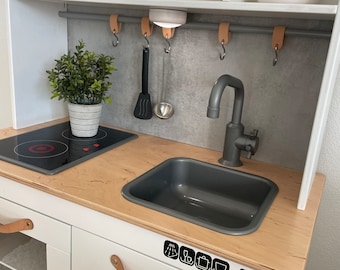 Komplette Rückwand Fliessenspiegel duktig Kinderküche beton betonoptik grau Küche pimpen
